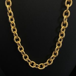18K Yellow Gold Over Silver Diamond Cut Necklace-